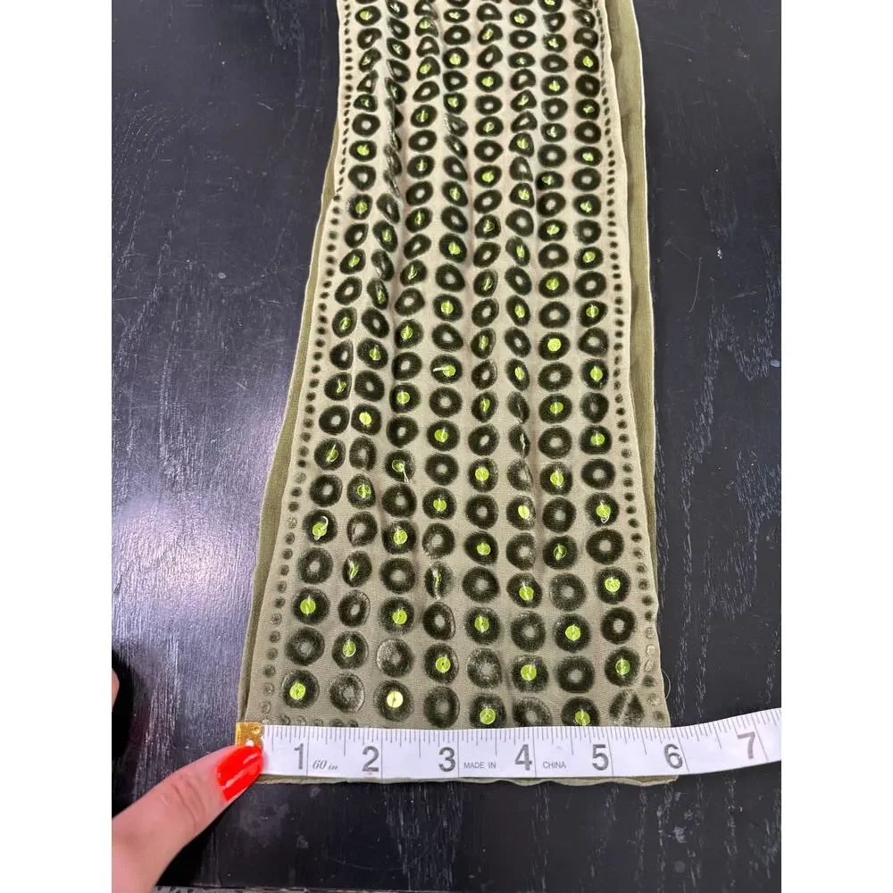 Unbranded Velvety Green- Sequin- Skinny Neck Scarf- Y2k Fairy Whimsigoth 52x6